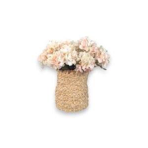 Vaso Cachepot Decorativo em Palha Natural Trançada, Estilo Rústico, 20x15cm