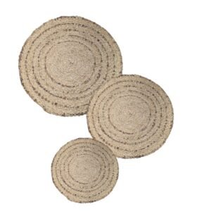 Trio Okatoka Adorno Decoração de Palha de Parede Redondo Discos para Pendurar ou Centro de mesa